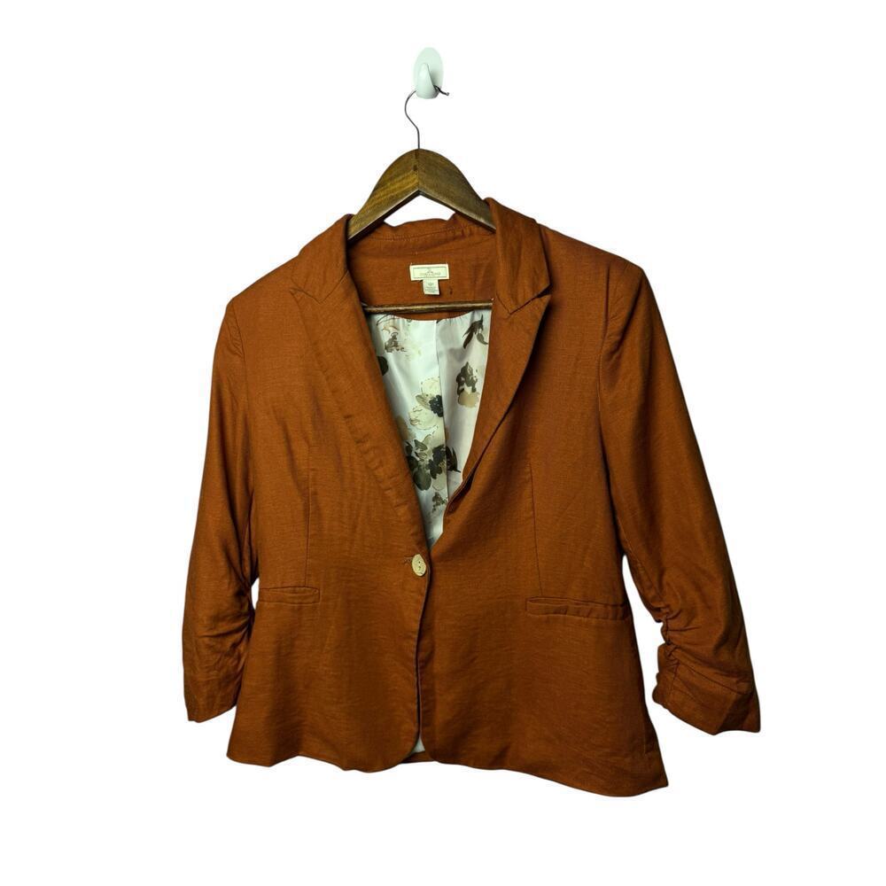 Jules & Leopold Women’s Rust‎ Orange Blazer Jacket Sz S | Ruched Sleeves